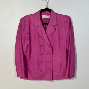Andrea Jovine Pink Linen Blazer Women’s Size 4 Pockets Double Breasted Office